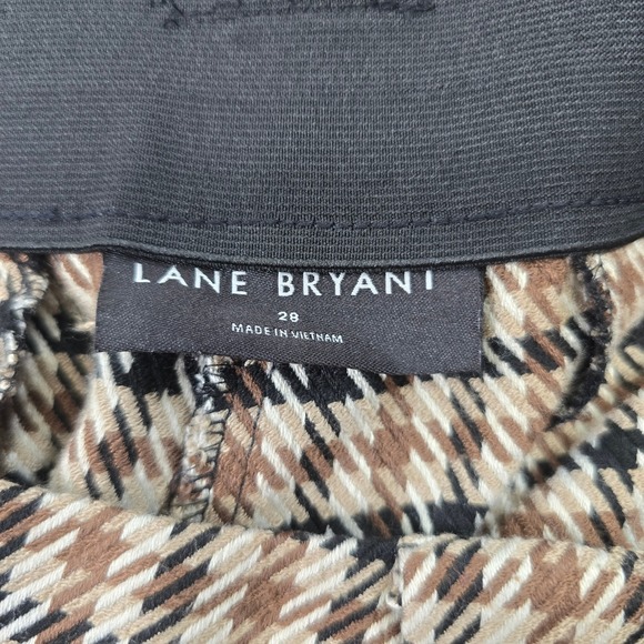 Lane Bryant Brown Houndstooth Pants Plus Size 28 Straight Leg Career Trousers - Picture 3 of 7